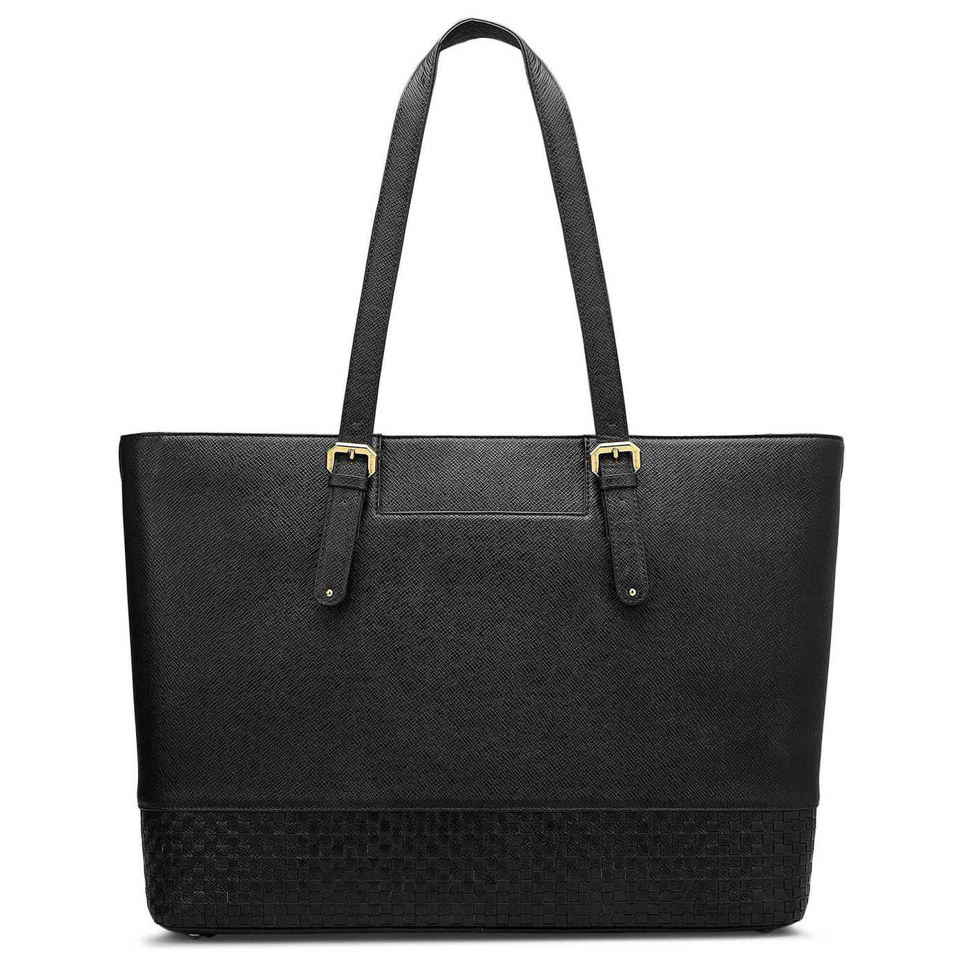 Large Franzy Mat Leather Tote - Black