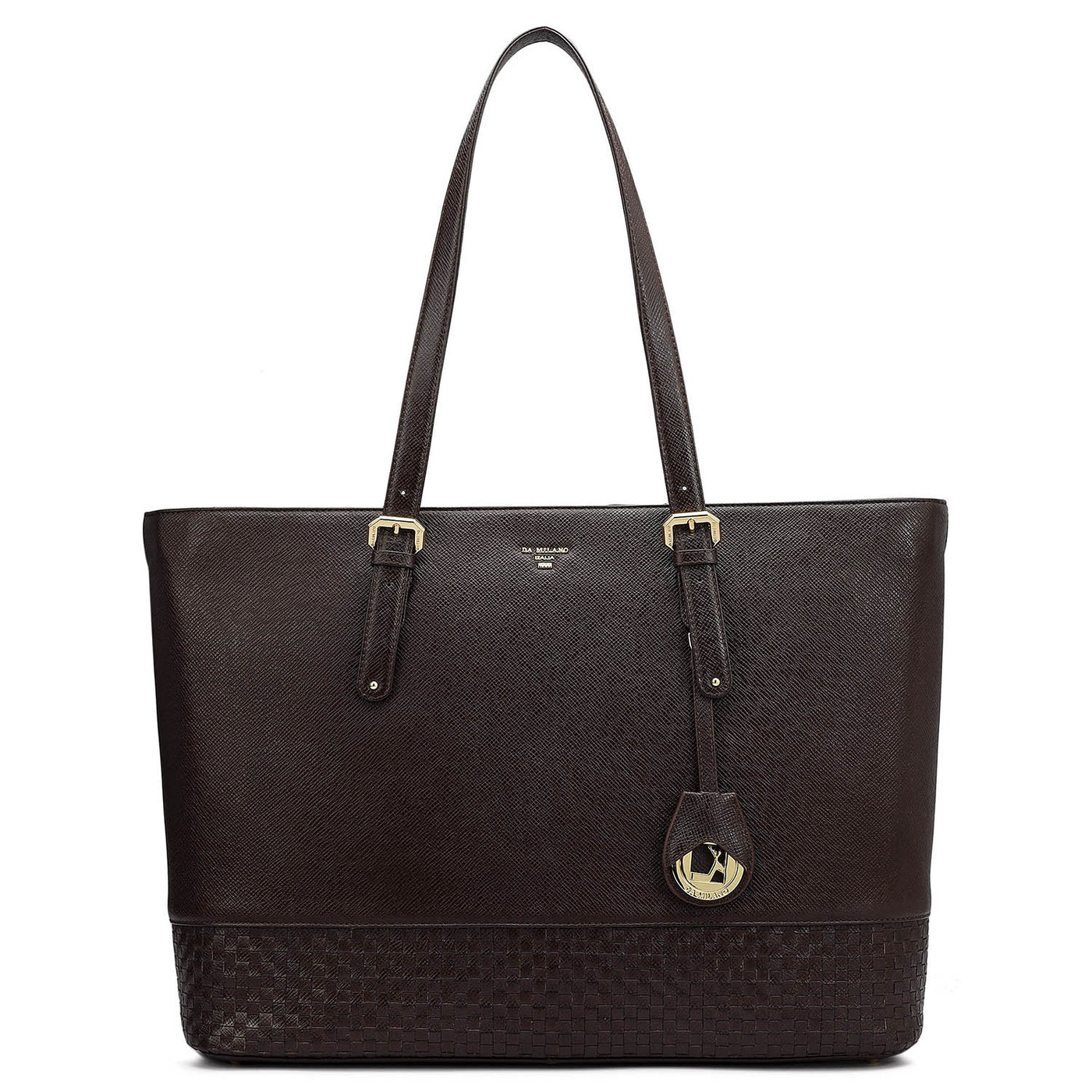 Large Franzy Mat Leather Tote - Chocolate