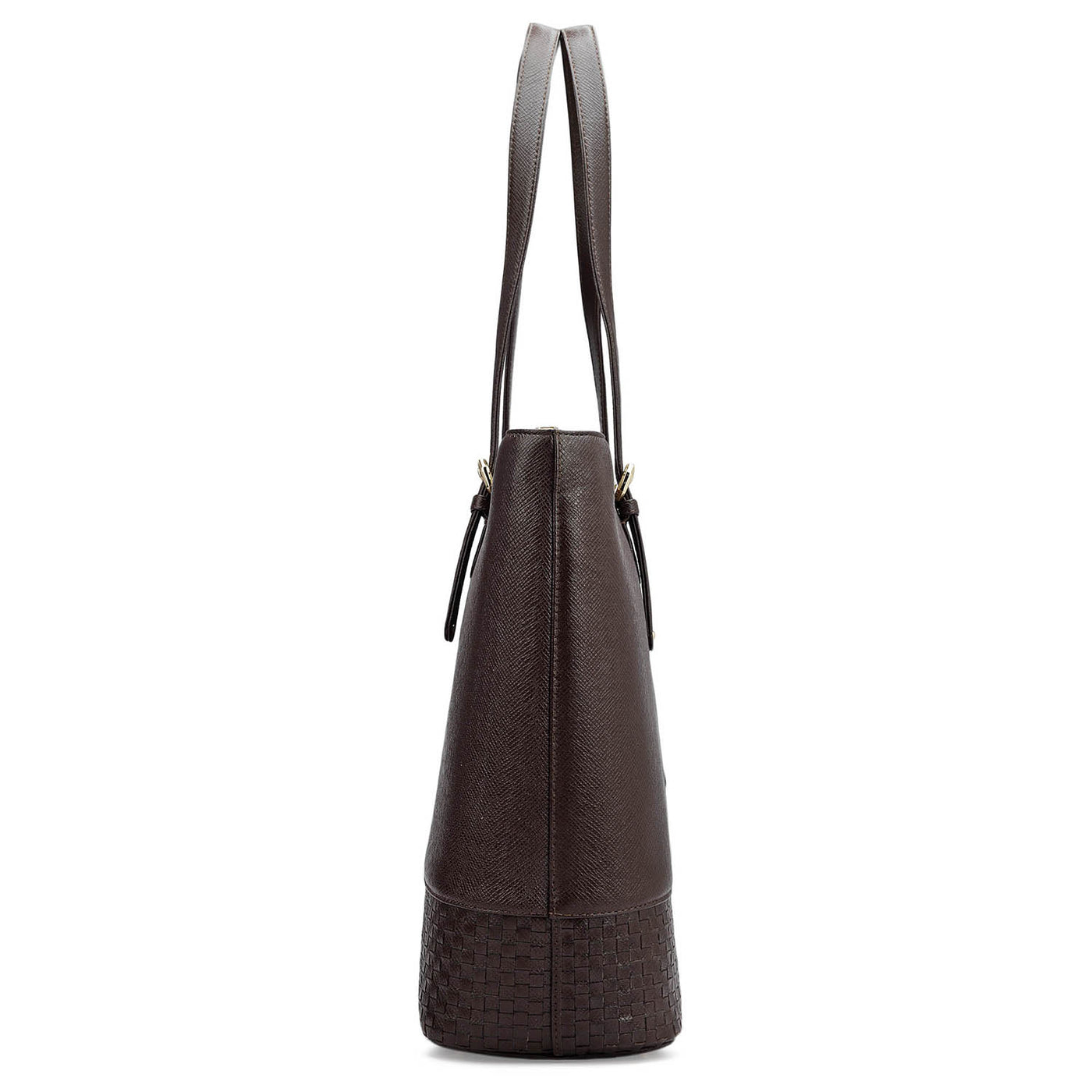 Large Franzy Mat Leather Tote - Chocolate