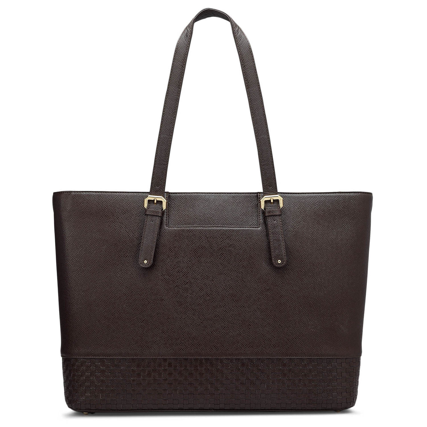 Large Franzy Mat Leather Tote - Chocolate