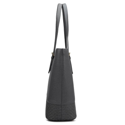 Large Franzy Mat Leather Tote - Grey