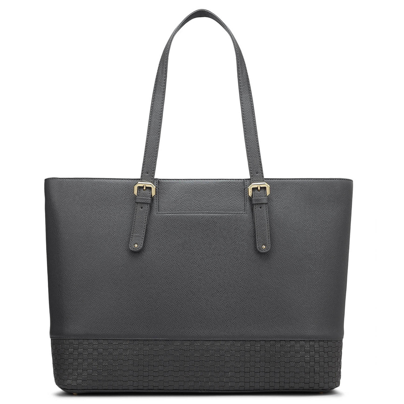 Large Franzy Mat Leather Tote - Grey