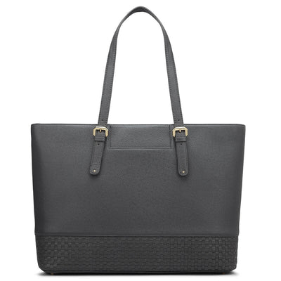 Large Franzy Mat Leather Tote - Grey