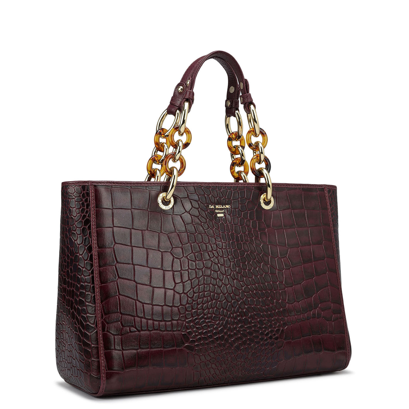 Medium Cro Leather Satchel - Wine