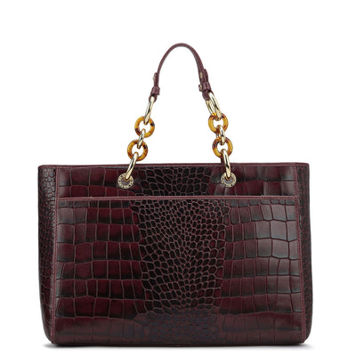 Medium Cro Leather Satchel - Wine