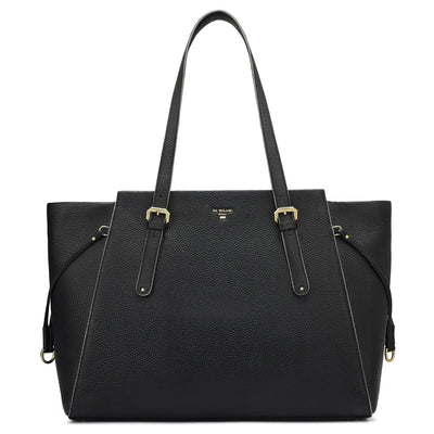 Large Wax Leather Tote - Black