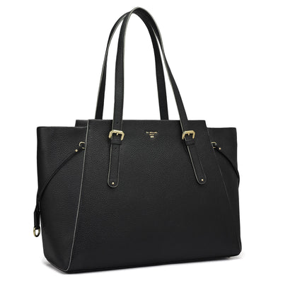 Large Wax Leather Tote - Black