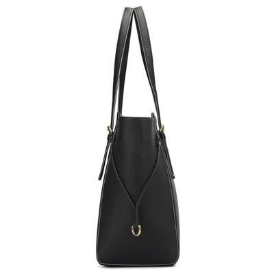 Large Wax Leather Tote - Black