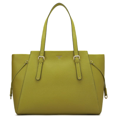 Large Wax Leather Tote - Green Tea