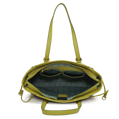 Large Wax Leather Tote - Green Tea