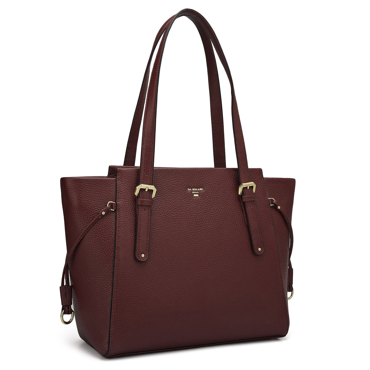 Medium Wax Leather Tote - Burgundy