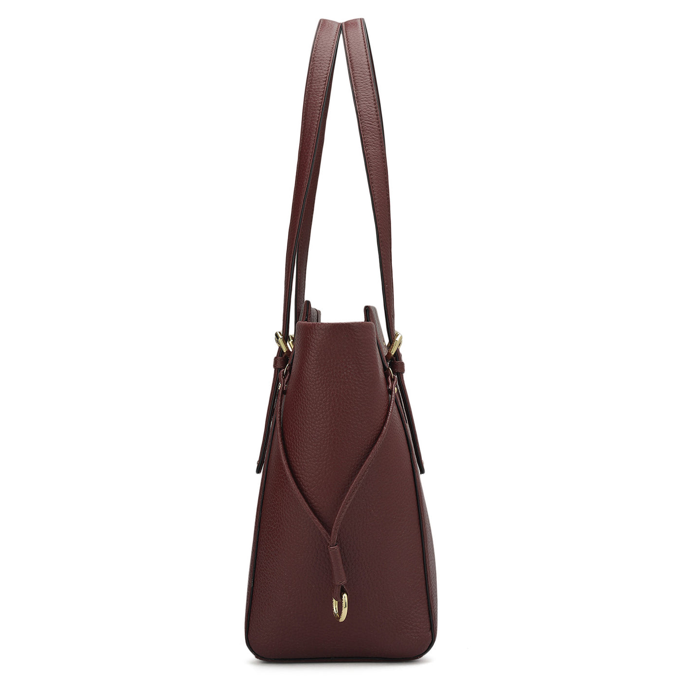 Medium Wax Leather Tote - Burgundy