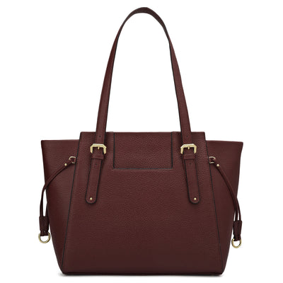 Medium Wax Leather Tote - Burgundy