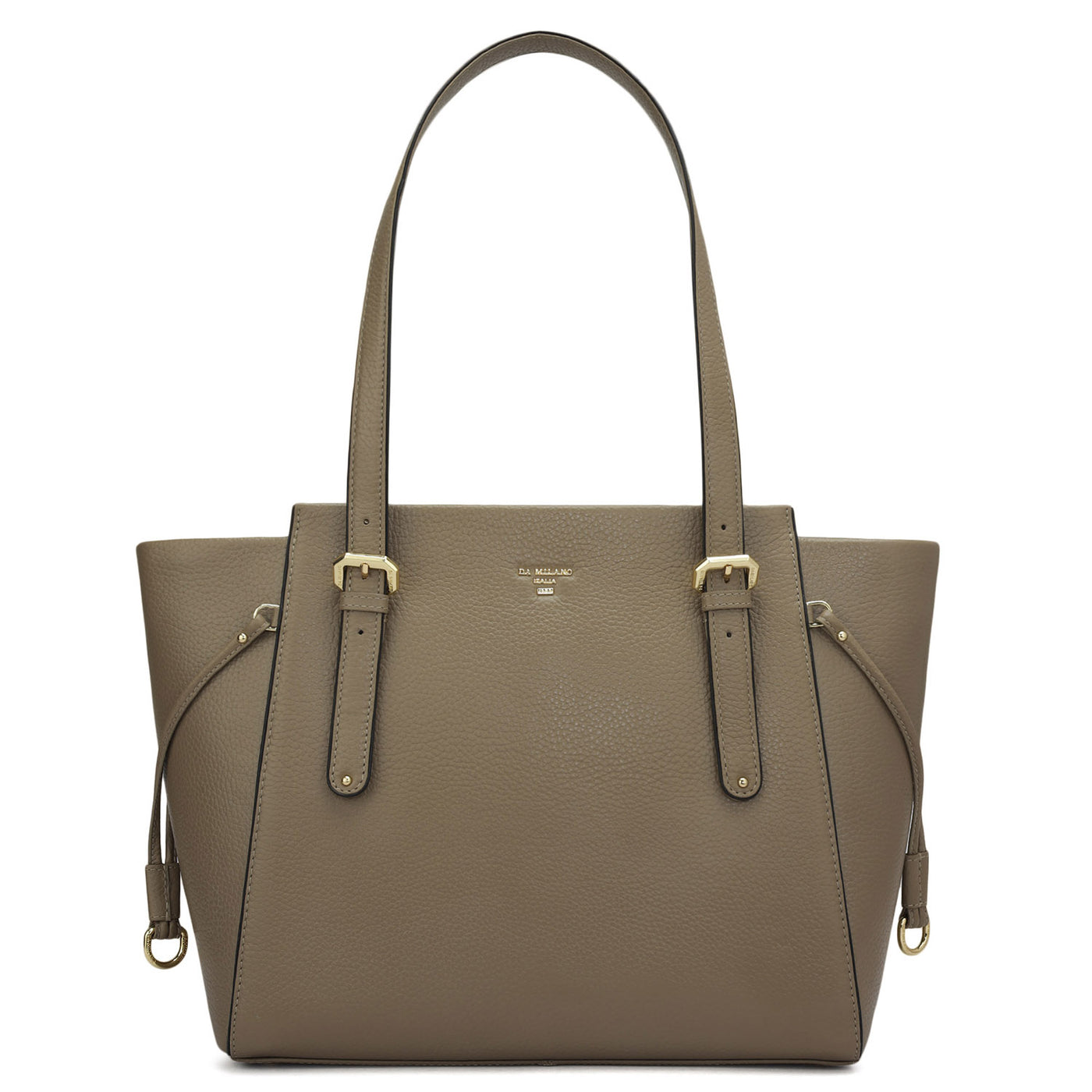 Medium Wax Leather Tote - Greyish Taupe