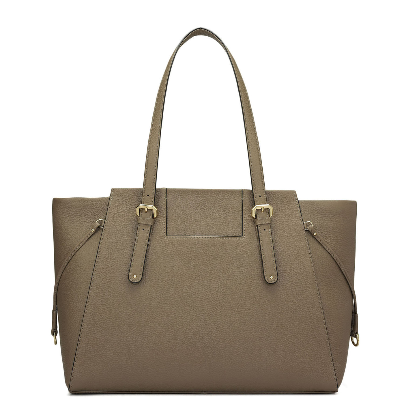 Medium Wax Leather Tote - Greyish Taupe