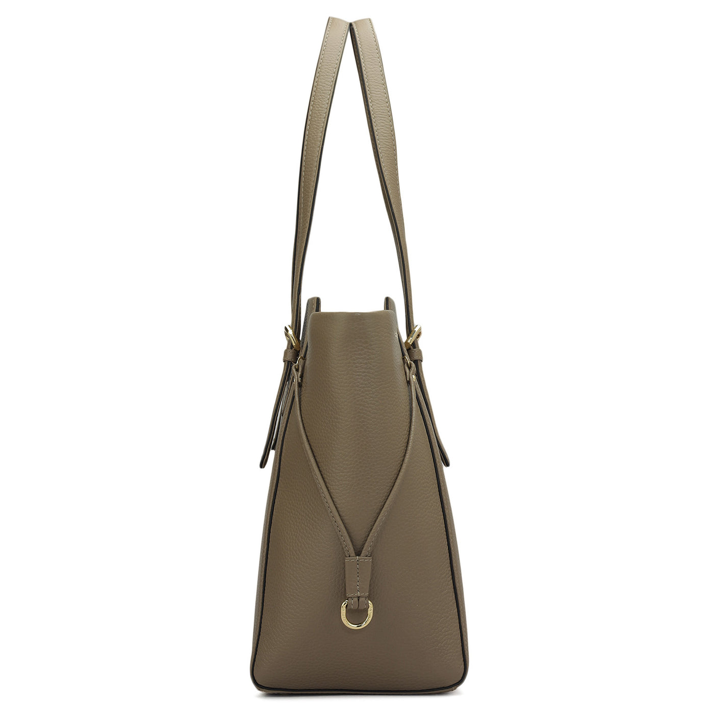 Medium Wax Leather Tote - Greyish Taupe