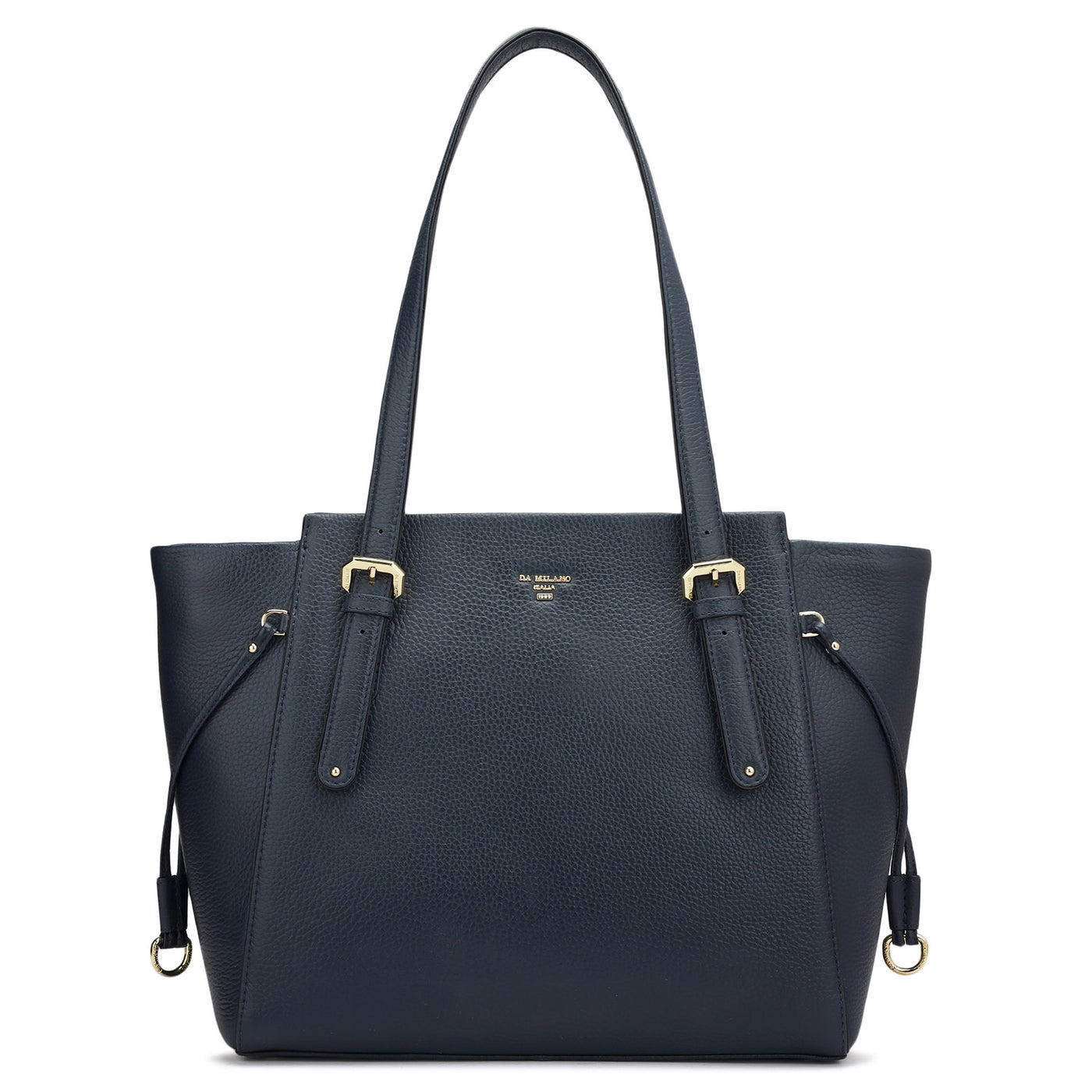 Medium Wax Leather Tote - Navy