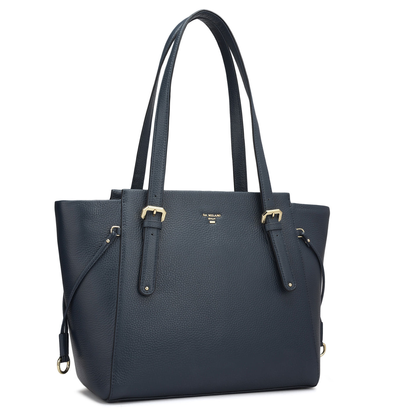 Medium Wax Leather Tote - Navy