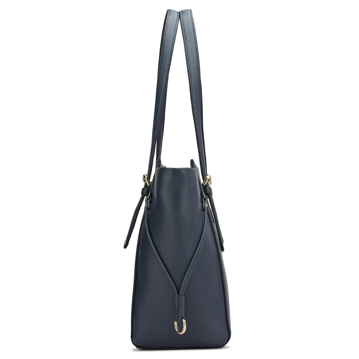 Medium Wax Leather Tote - Navy