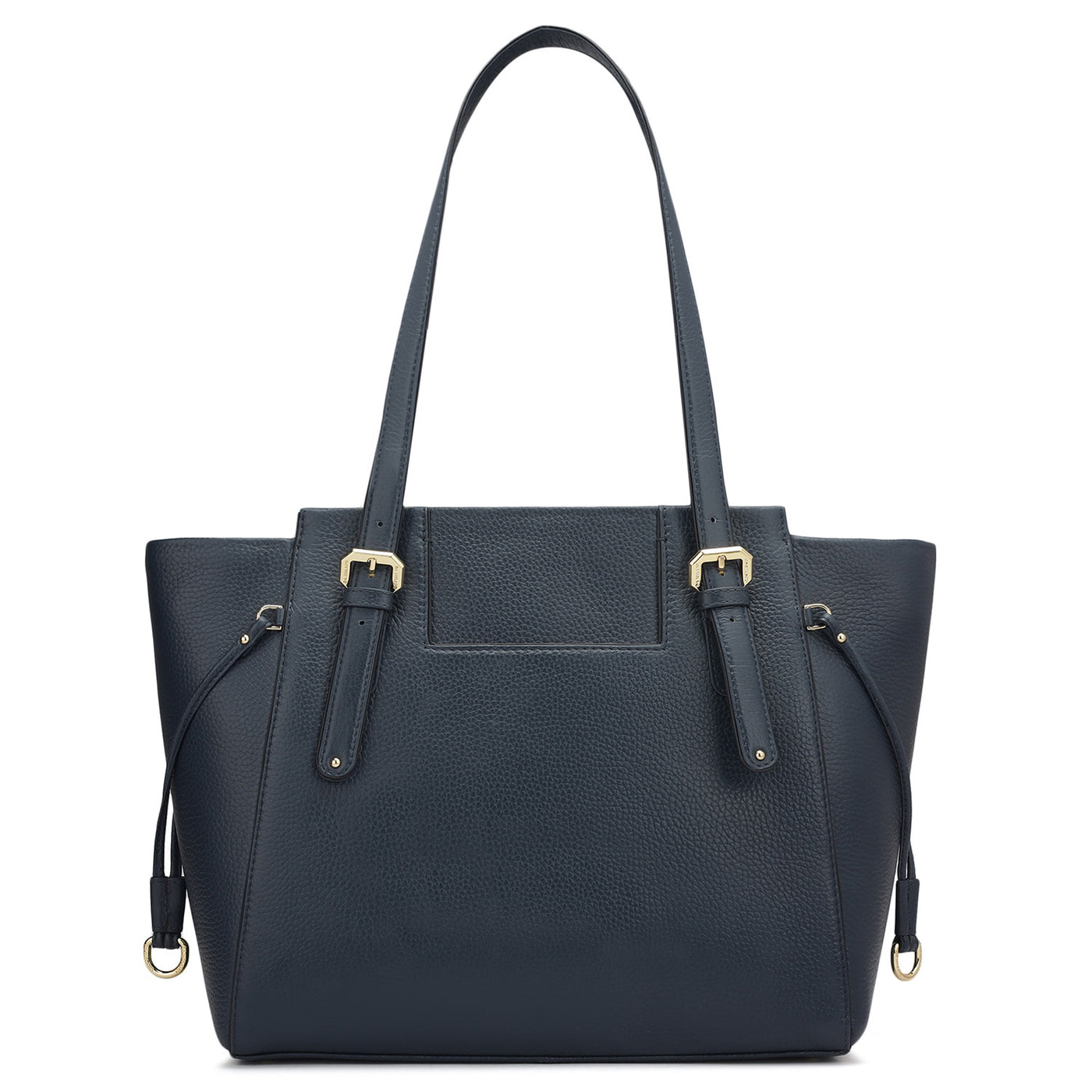 Medium Wax Leather Tote - Navy