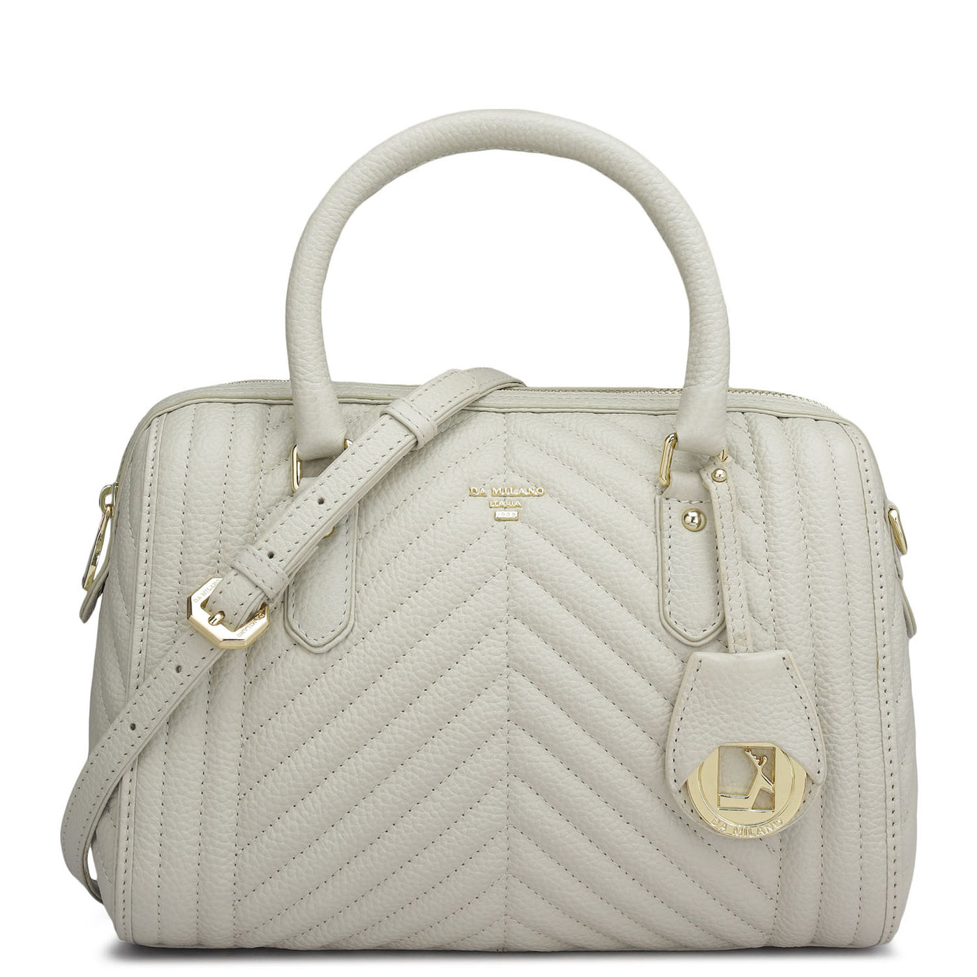 Medium Quilting Leather Satchel - Ivory