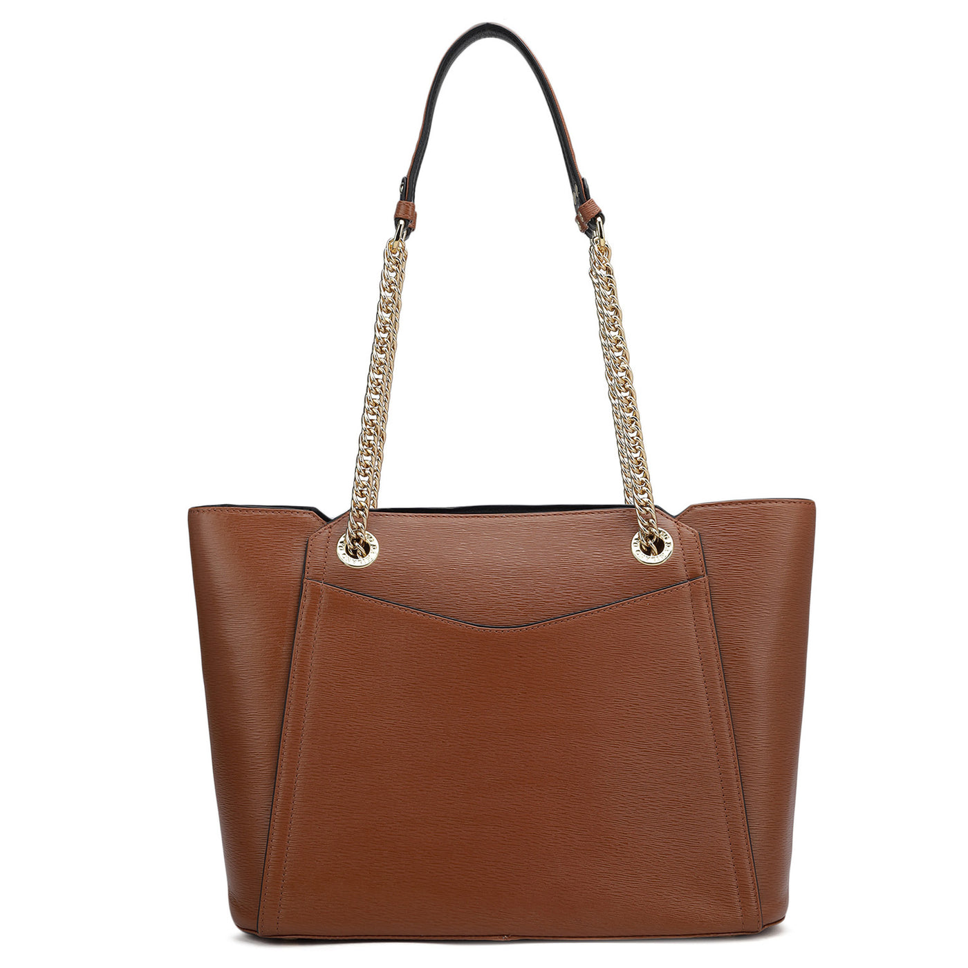 Medium Plain Leather Shoulder Bag - Cognac