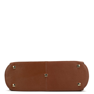 Medium Plain Leather Shoulder Bag - Cognac