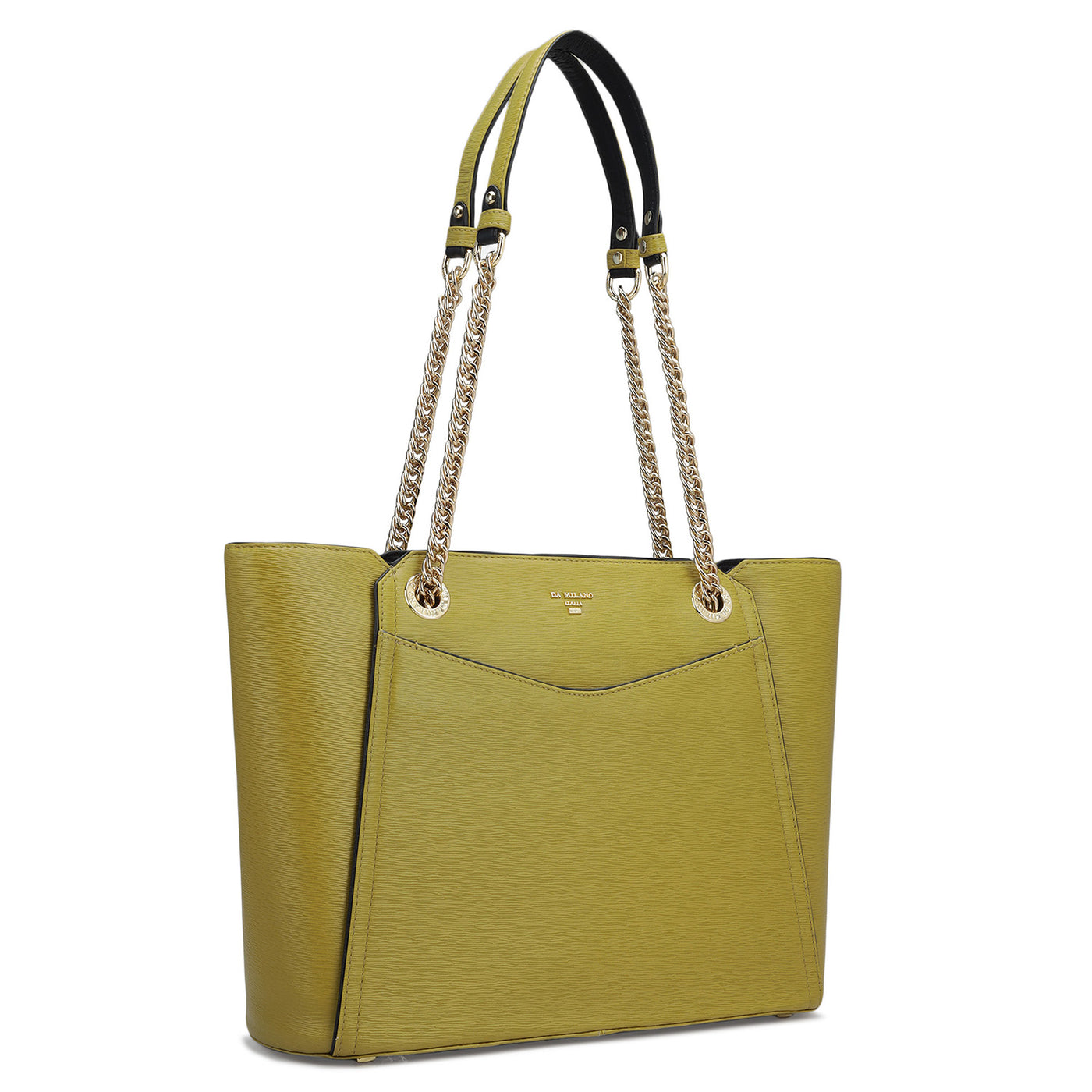 Medium Plain Leather Shoulder Bag - Lemon