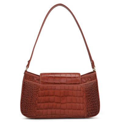 Small Croco Leather Shoulder Bag - Brick