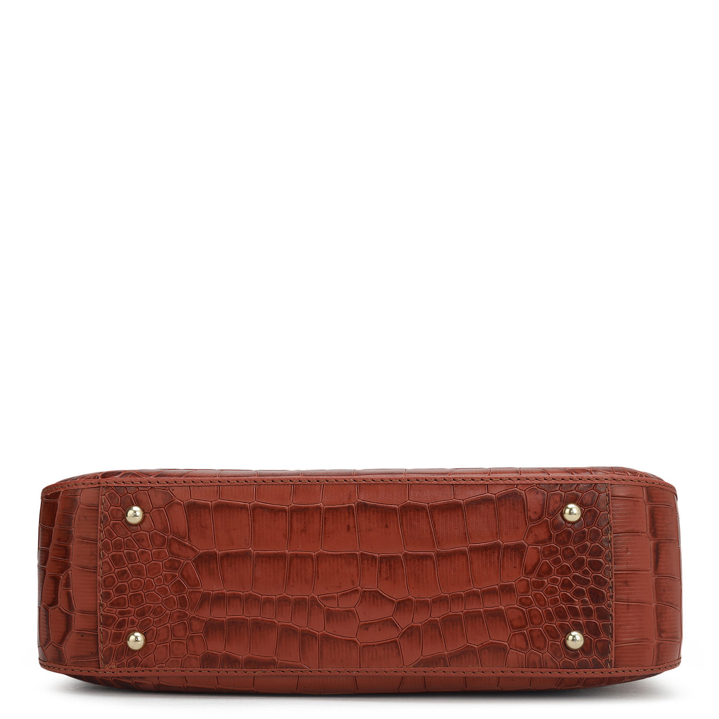 Small Croco Leather Shoulder Bag - Brick