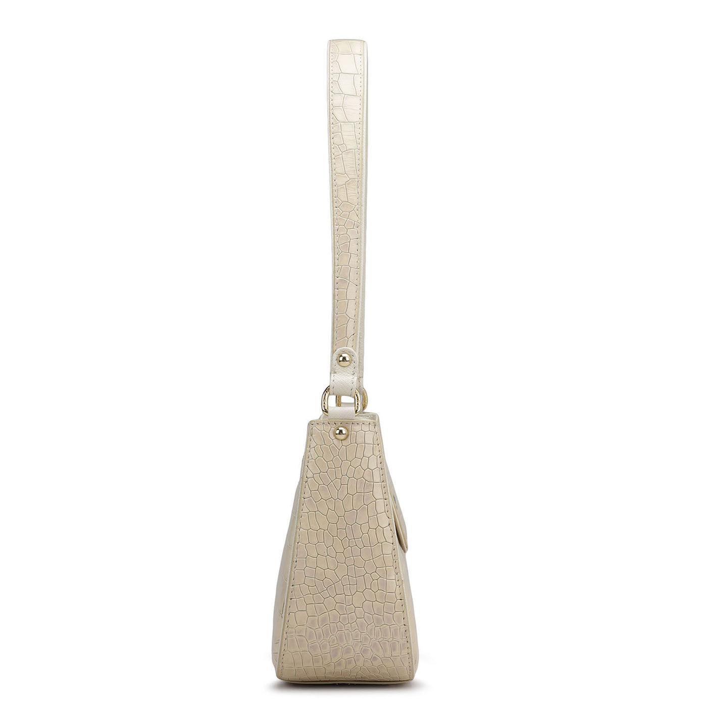 Small Croco Leather Shoulder Bag - Cream