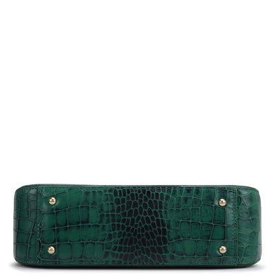 Small Croco Leather Shoulder Bag - Emerald Green