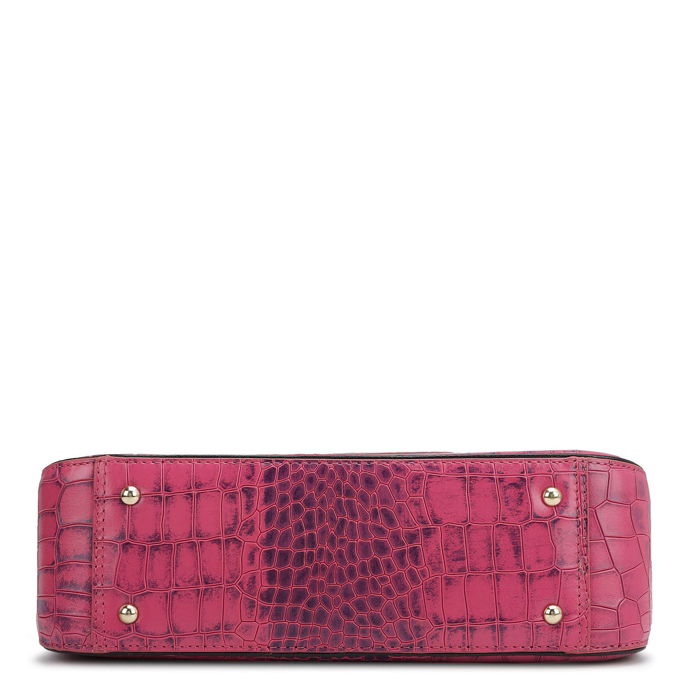 Small Croco Leather Shoulder Bag - Magenta