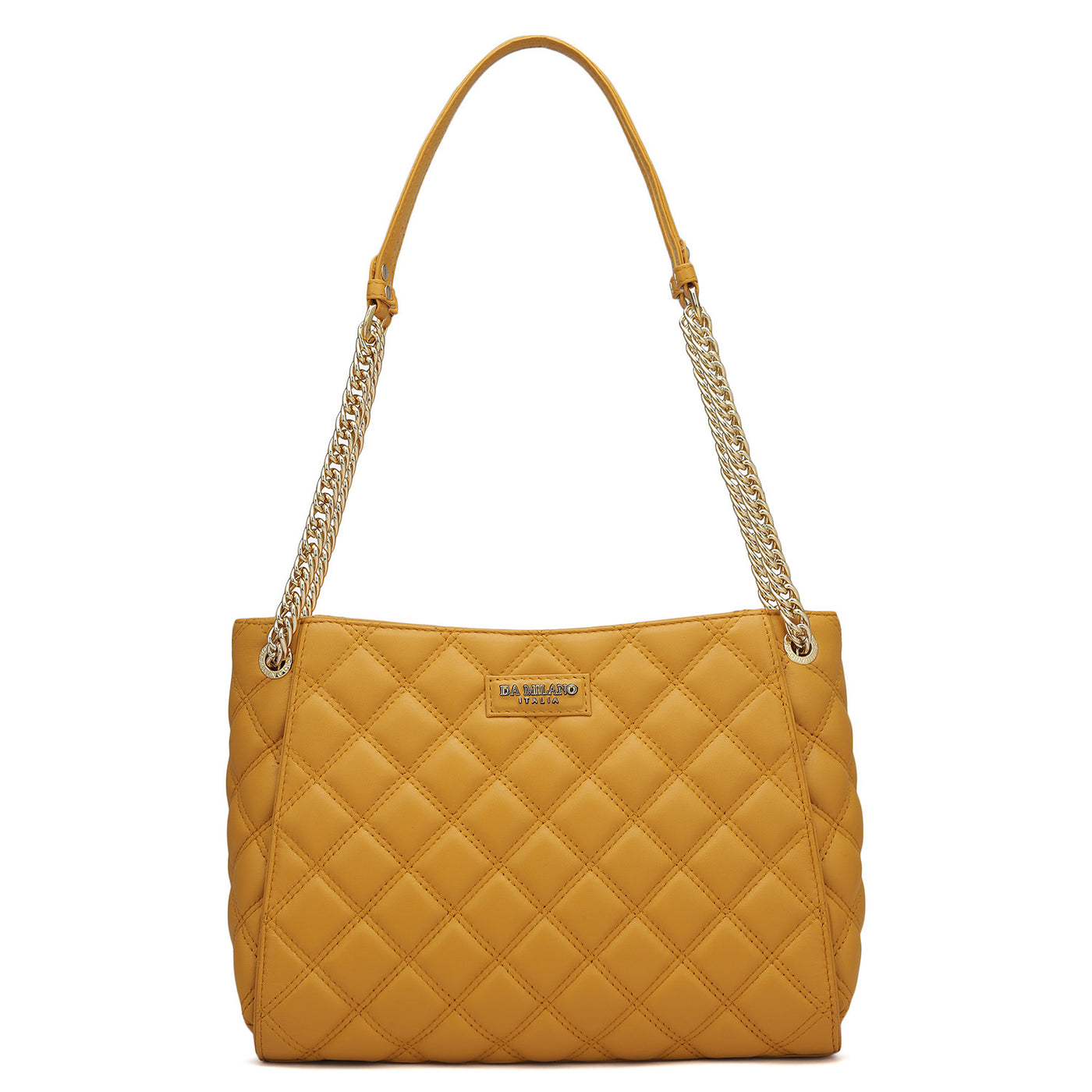 Medium Quilting Leather Shoulder Bag - Mustard