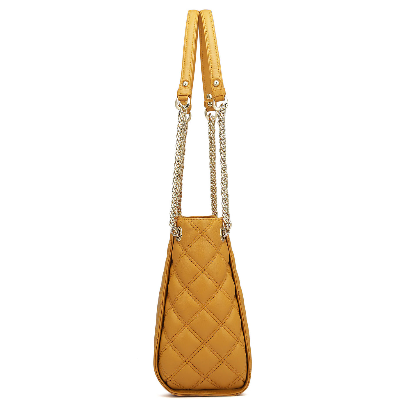 Medium Quilting Leather Shoulder Bag - Mustard