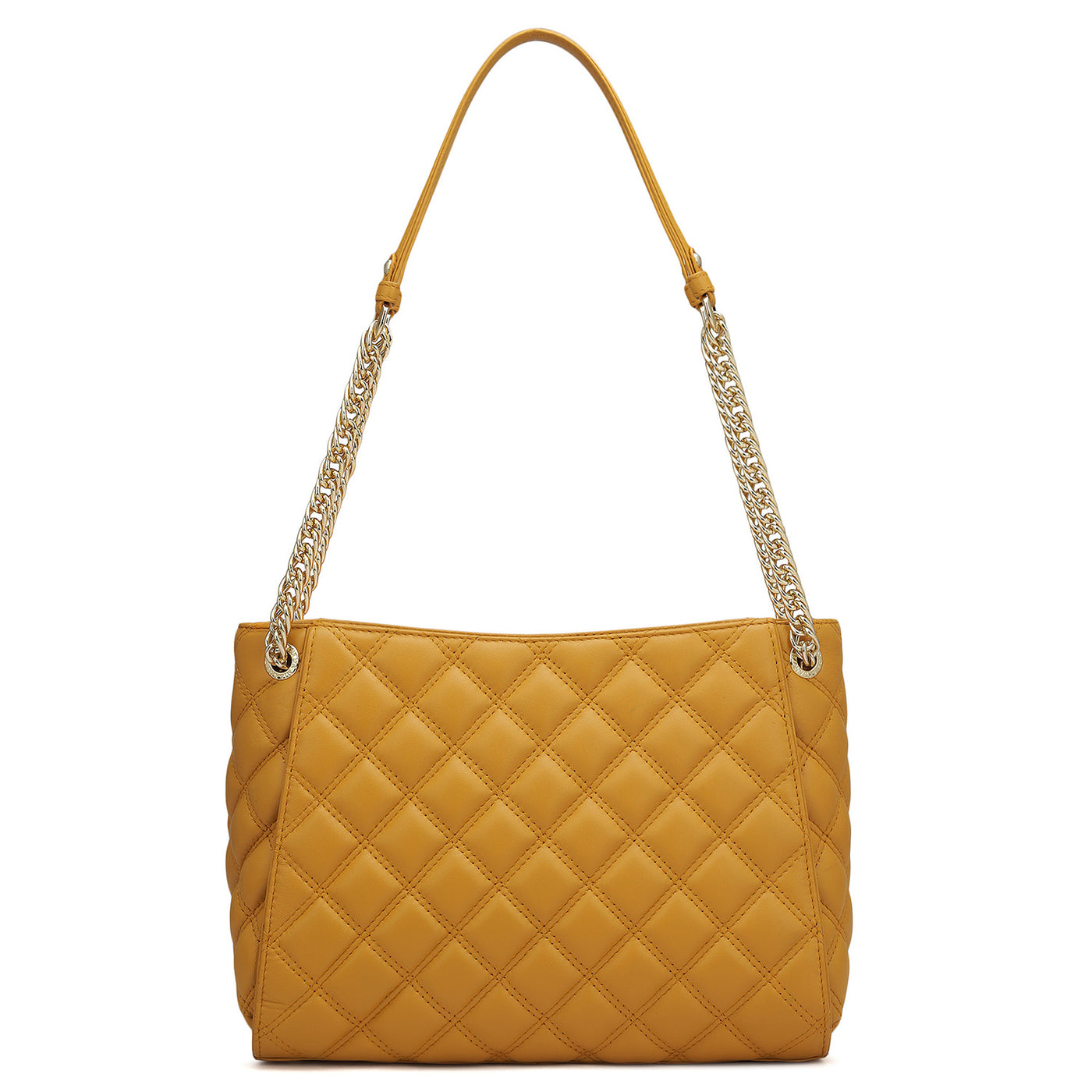 Medium Quilting Leather Shoulder Bag - Mustard