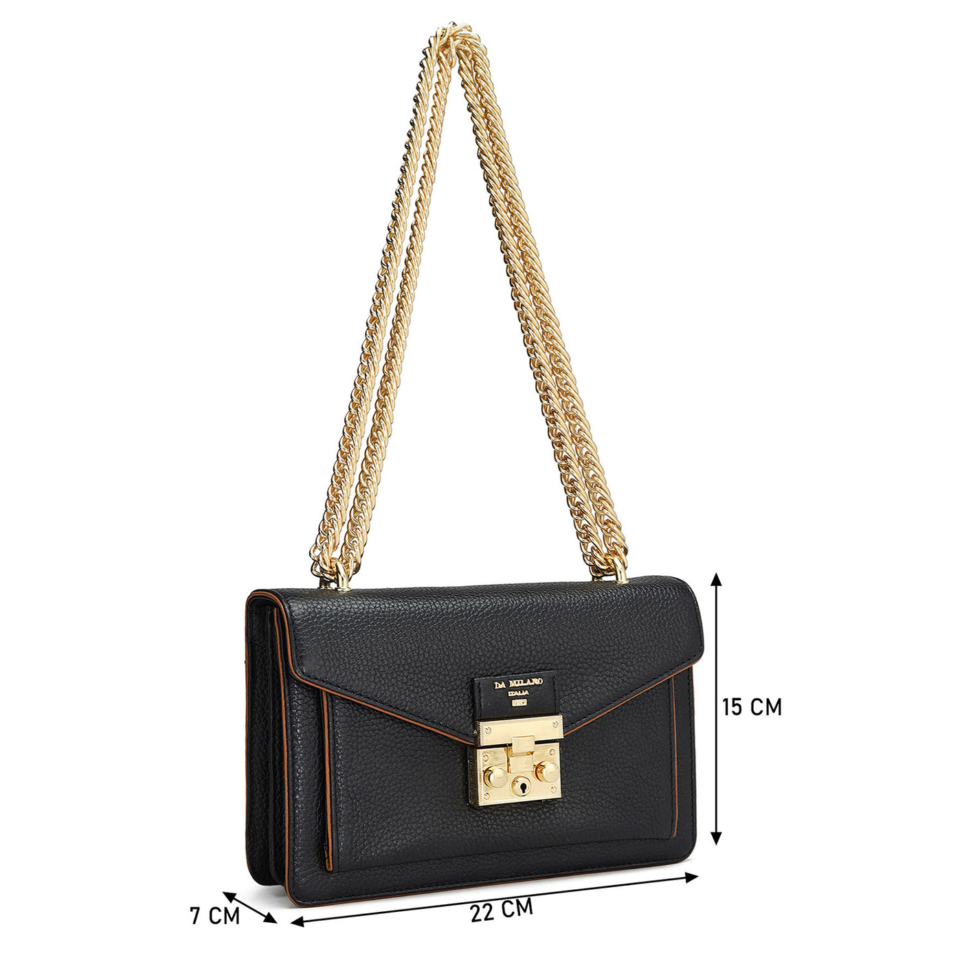 Small Wax Leather Shoulder Bag - Black