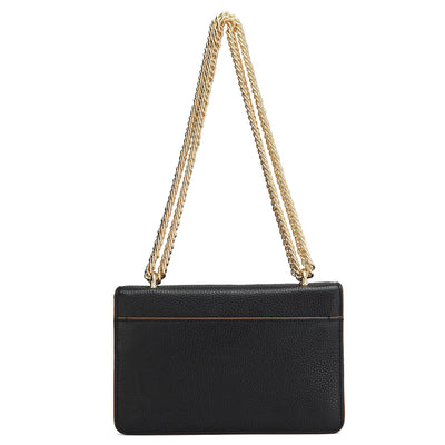 Small Wax Leather Shoulder Bag - Black