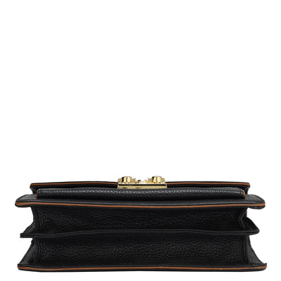 Small Wax Leather Shoulder Bag - Black