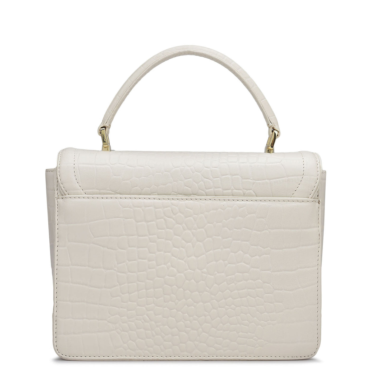 Small Croco Leather Satchel - Cream