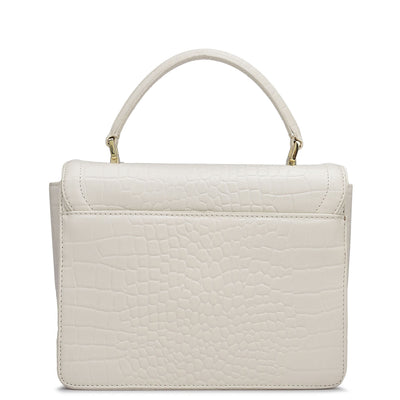 Small Croco Leather Satchel - Cream