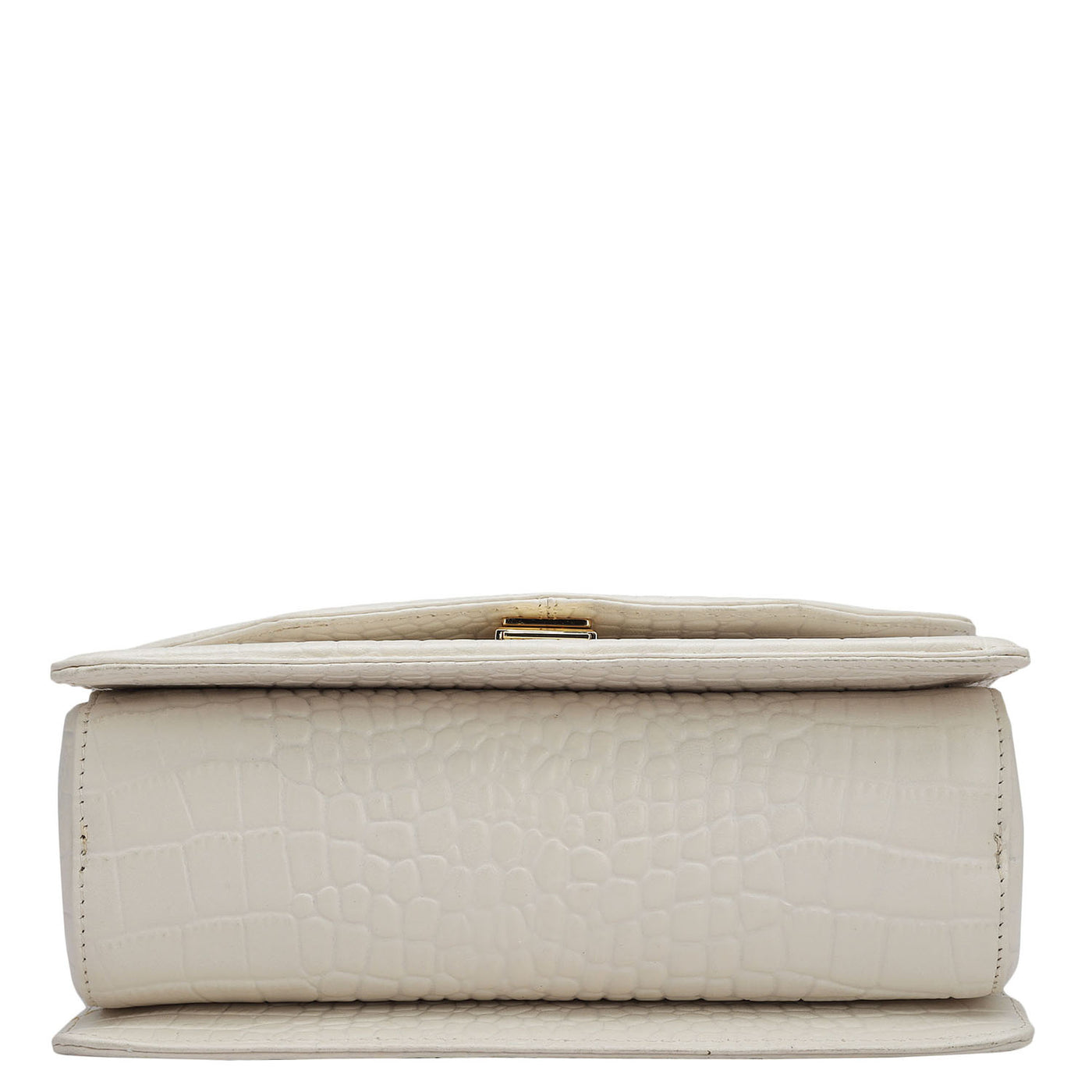 Small Croco Leather Satchel - Cream