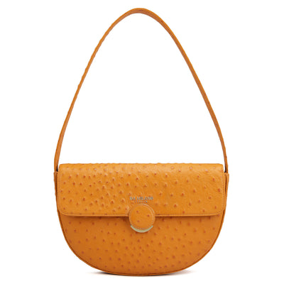 Small Ostrich Leather Baguette - Orange