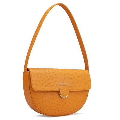 Small Ostrich Leather Baguette - Orange