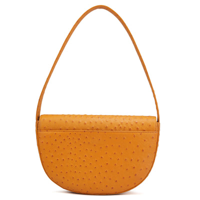 Small Ostrich Leather Baguette - Orange