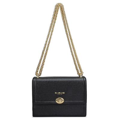 Small Franzy Leather Shoulder Bag - Black