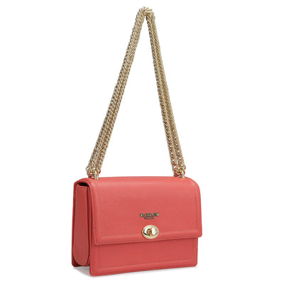 Small Franzy Leather Shoulder Bag - Corallo