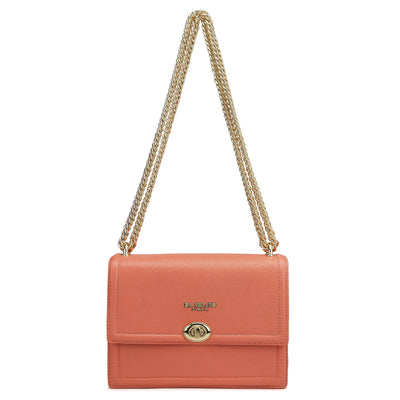 Small Franzy Leather Shoulder Bag - Salmon