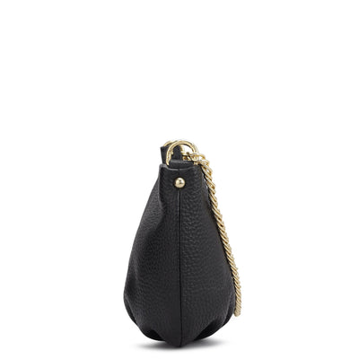 Small Wax Leather Shoulder Bag - Black