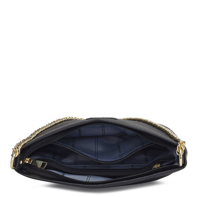 Small Wax Leather Shoulder Bag - Black